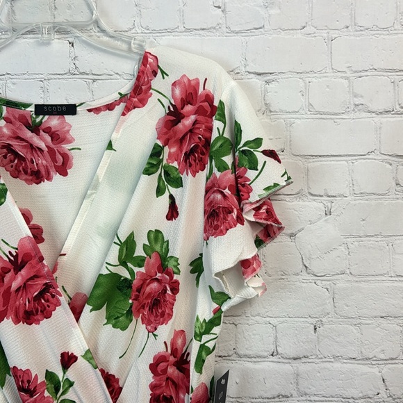 1X 2X 3X Ivory & Red Rose Wrap High Low Maxi Dress Plus Size - Picture 5 of 7